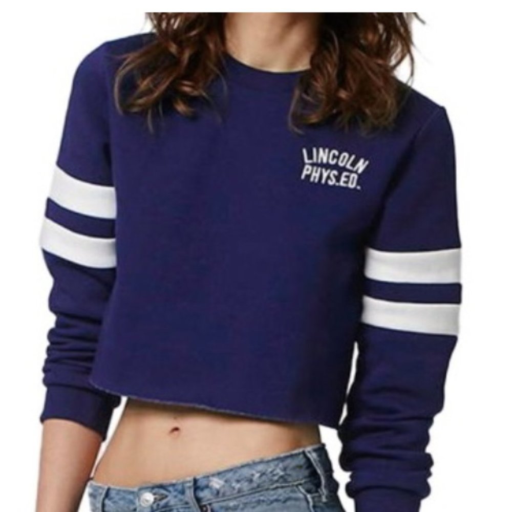 TopShop blue Lincoln cropped sweatshirt